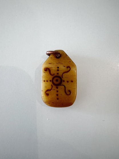 Nepal Tibet Buddhist Carved Unique Symbol Yak Bone Ornament Talisman Pendant
