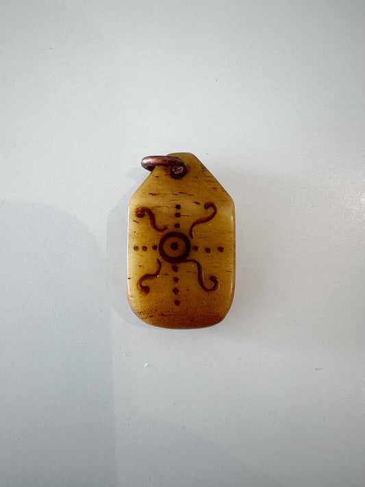 Nepal Tibet Buddhist Carved Unique Symbol Yak Bone Ornament Talisman Pendant
