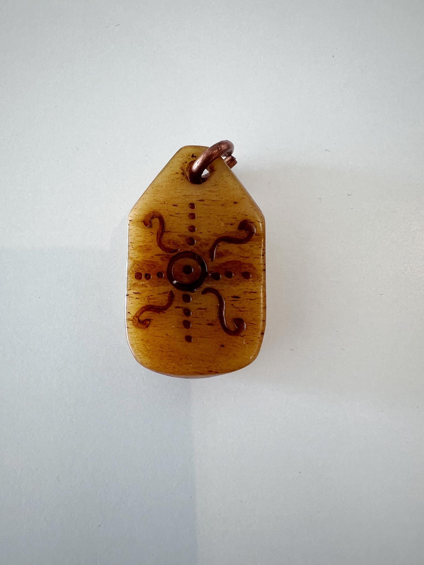 Nepal Tibet Buddhist Carved Unique Symbol Yak Bone Ornament Talisman Pendant