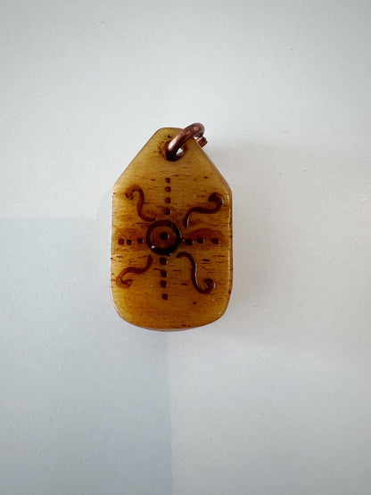 Nepal Tibet Buddhist Carved Unique Symbol Yak Bone Ornament Talisman Pendant
