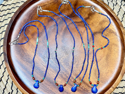 Lot 4 Handmade Lapis Lazuli Pendant Necklace - Bohemian Blue Beaded Design with Afghan Lapis
