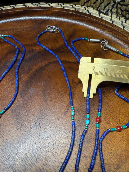 Lot 4 Handmade Lapis Lazuli Pendant Necklace - Bohemian Blue Beaded Design with Afghan Lapis