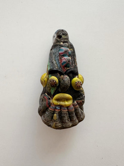 Antique Phoenician Mosaic Glass Face Amulet Pendant (28mmx63mm)