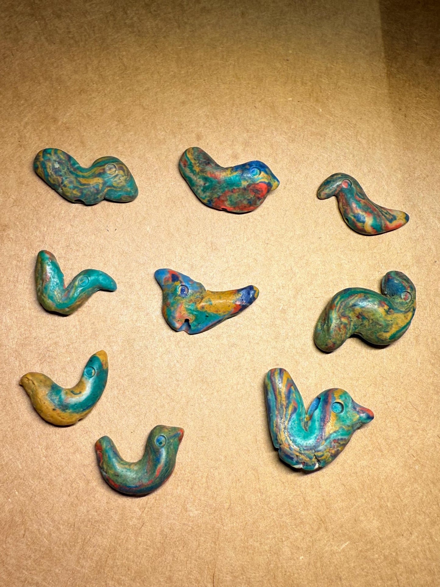 Ancient-Style Mosaic Glass Phoenician Rainbow Bird Pendant