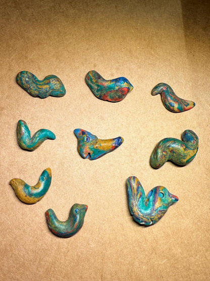 Ancient-Style Mosaic Glass Phoenician Rainbow Bird Pendant