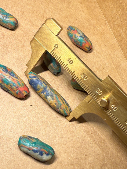 Ancient Mosaic Glass Pendant Beads - Phoenician-Style Rainbow Design