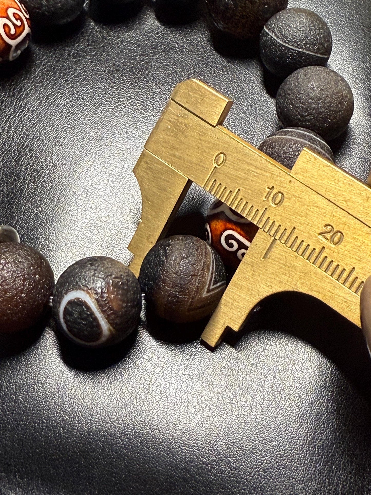 Rare Agate/Tibetan Totem Bead/Ebony bead bracelet