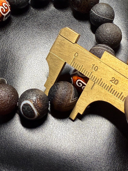Rare Agate/Tibetan Totem Bead/Ebony bead bracelet
