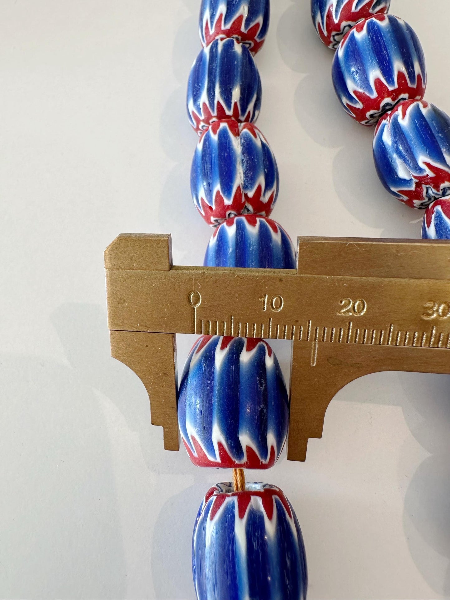 Vintage Chevron Glass Bead Necklace: Venetian Inspired Trade Beads