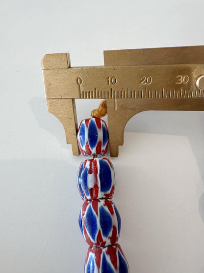 Vintage Chevron Glass Bead Necklace: Venetian Inspired Trade Beads