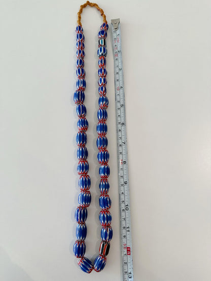 Vintage Chevron Glass Bead Necklace: Venetian Inspired Trade Beads