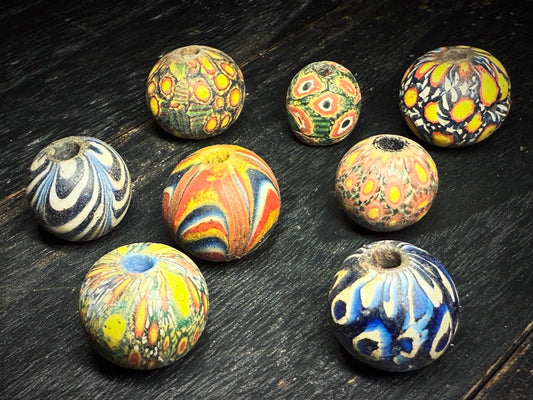 Ancient Jatim Mosaic Glass Bead: Intricate Design Vintage Bead