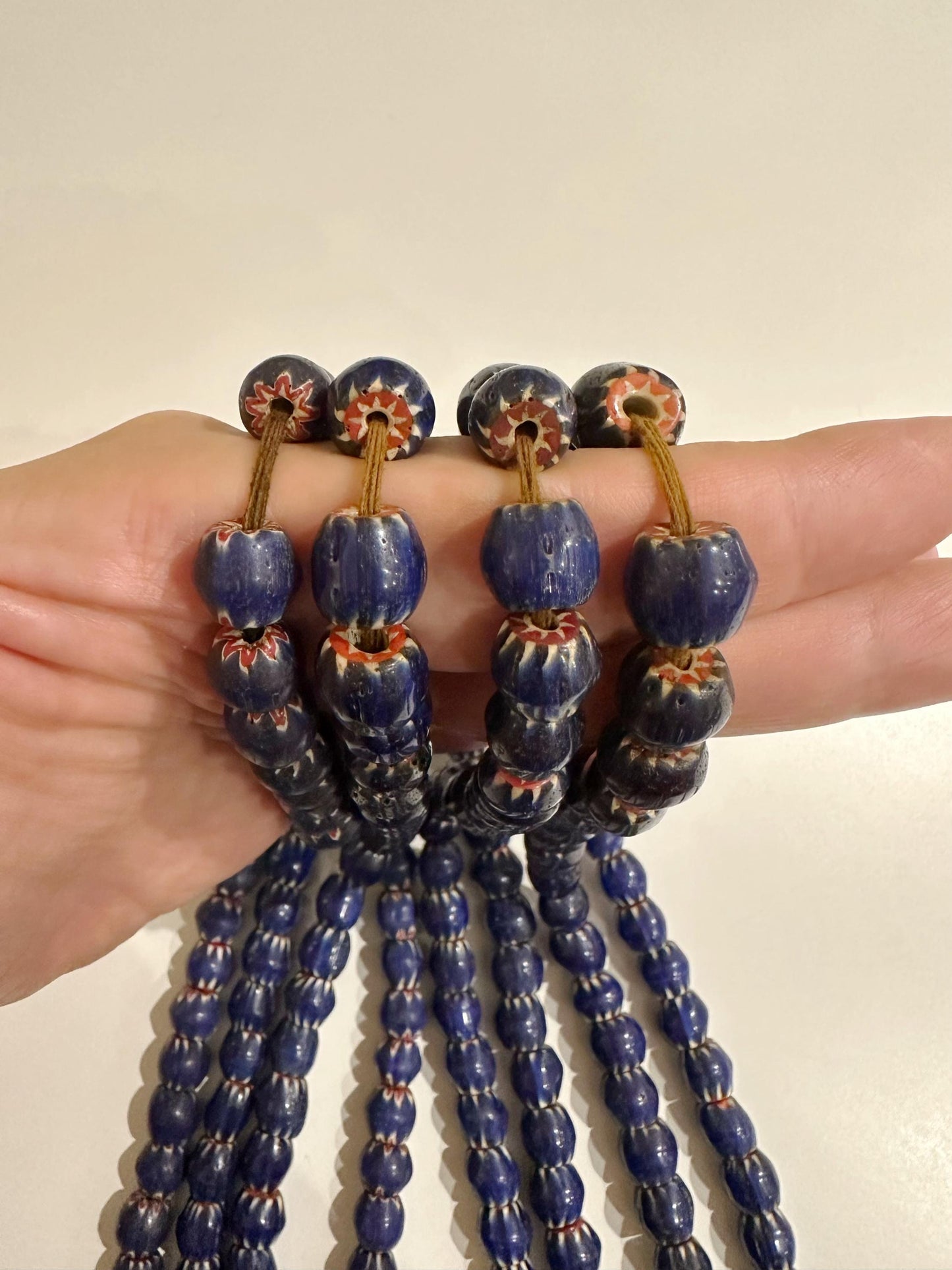 Vintage Venetian Blue Chevron 9-11mm Beads Long Strand,Nepal beads,Trade beads
