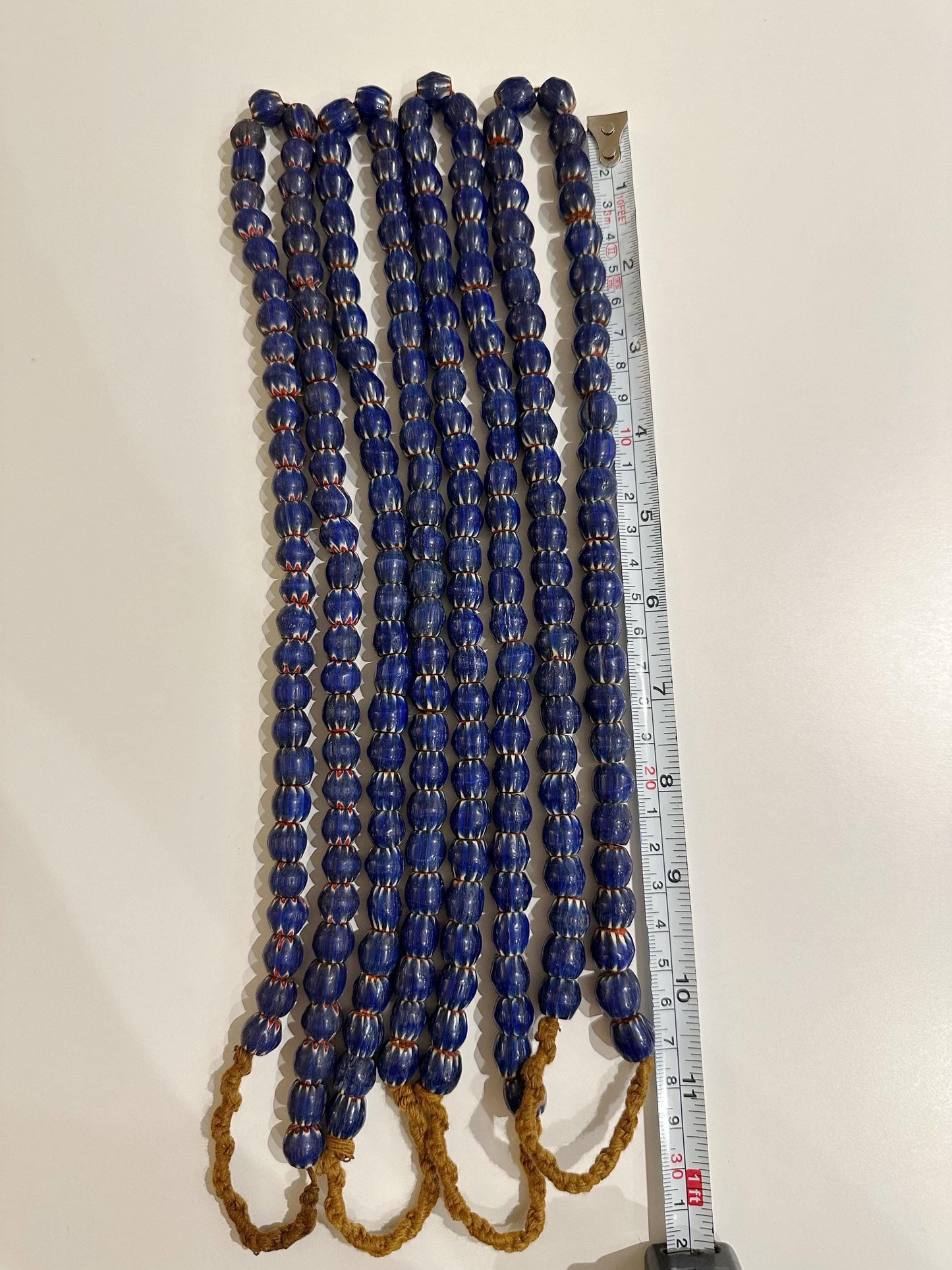 Vintage Venetian Blue Chevron 9-11mm Beads Long Strand,Nepal beads,Trade beads