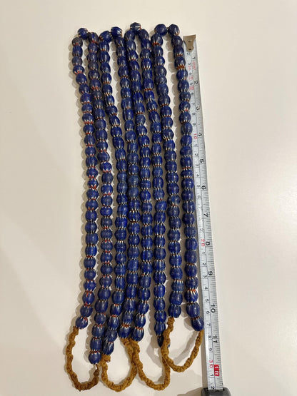 Vintage Venetian Blue Chevron 9-11mm Beads Long Strand,Nepal beads,Trade beads