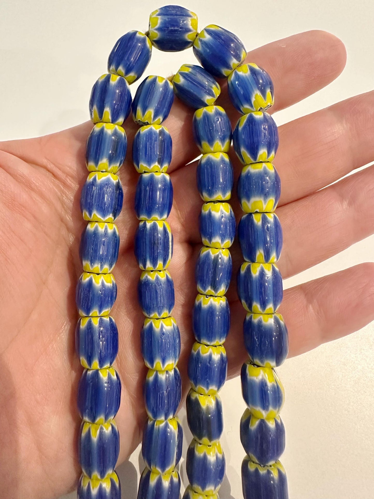 Vintage Chevron Glass Bead Necklace: Venetian Inspired Trade Beads