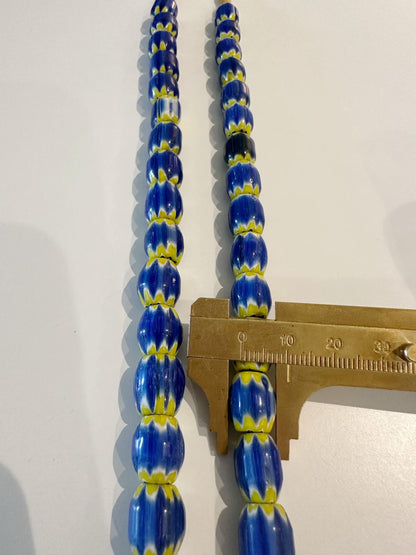 Vintage Chevron Glass Bead Necklace: Venetian Inspired Trade Beads