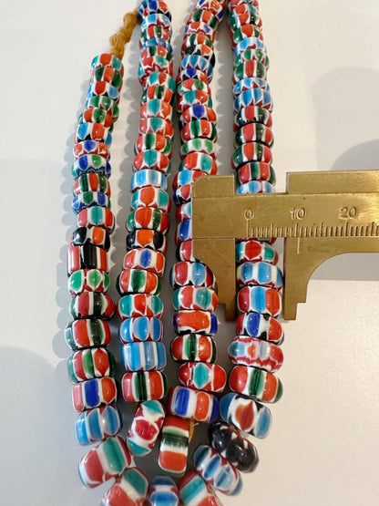 Venetian Glass Chevron Bead Necklace: Multicolor Nepal Trade Beads