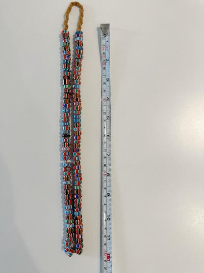 Venetian Glass Chevron Bead Necklace: Multicolor Nepal Trade Beads