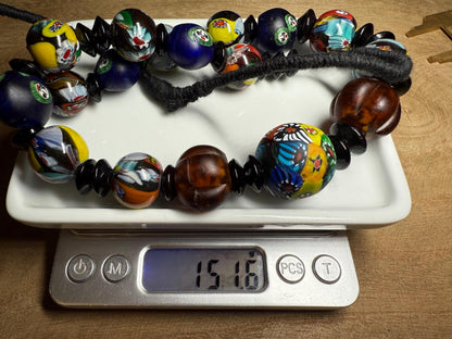 Vintage Mosaic Glass Bead Necklace: Central Asia Jewelry Making