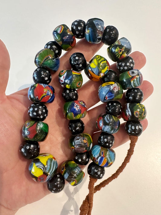 Rare Venetian trade beads glass beads necklace(15mm-22mm)