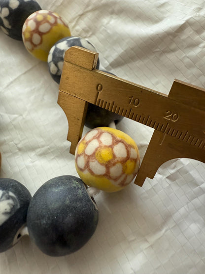 Handmade Nepalese Ceramic Beads: Tribal Floral Jewelry Making (33 Beads)