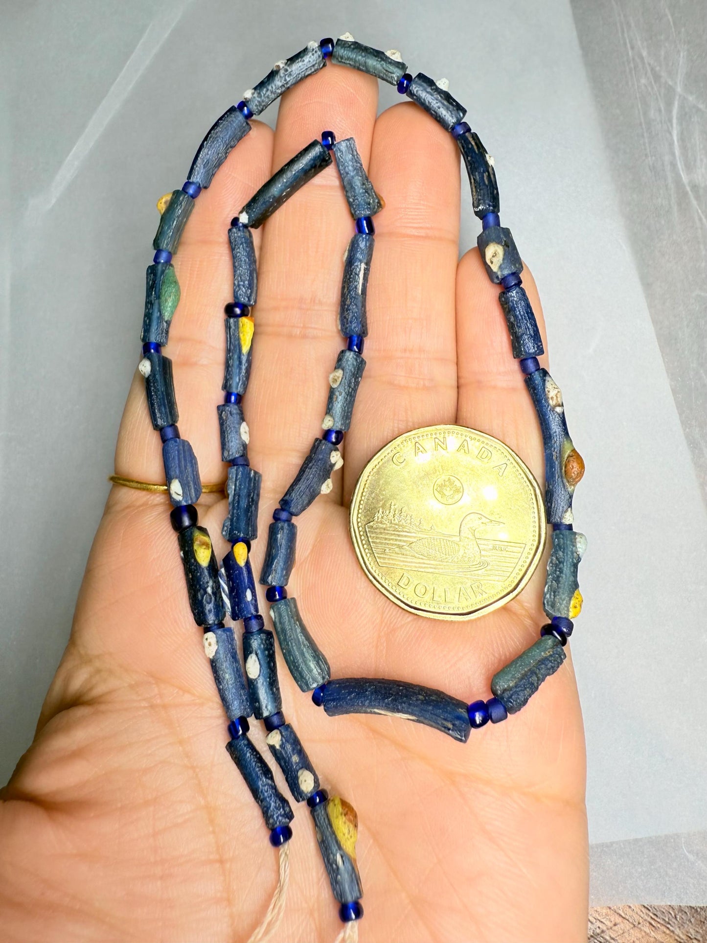 Afghani Recycled Roman Glass Beads: Ancient Blue Strand