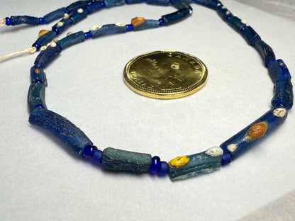 Afghani Recycled Roman Glass Beads: Ancient Blue Strand