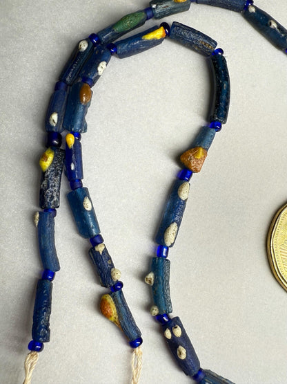 Afghani Recycled Roman Glass Beads: Ancient Blue Strand