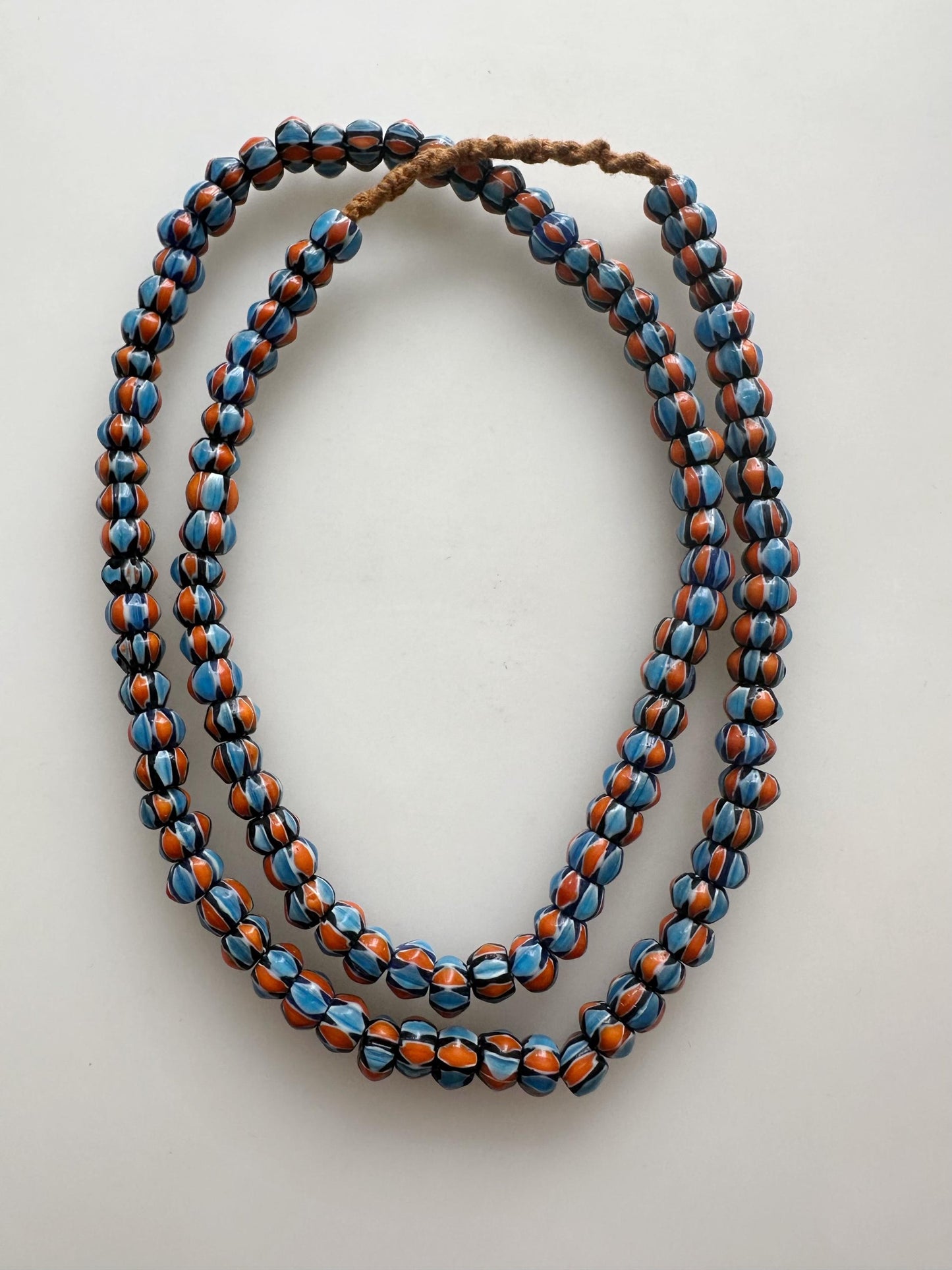 Venetian Inspired Glass Chevron Bead Necklace: Multicolor Nepal Trade Beads