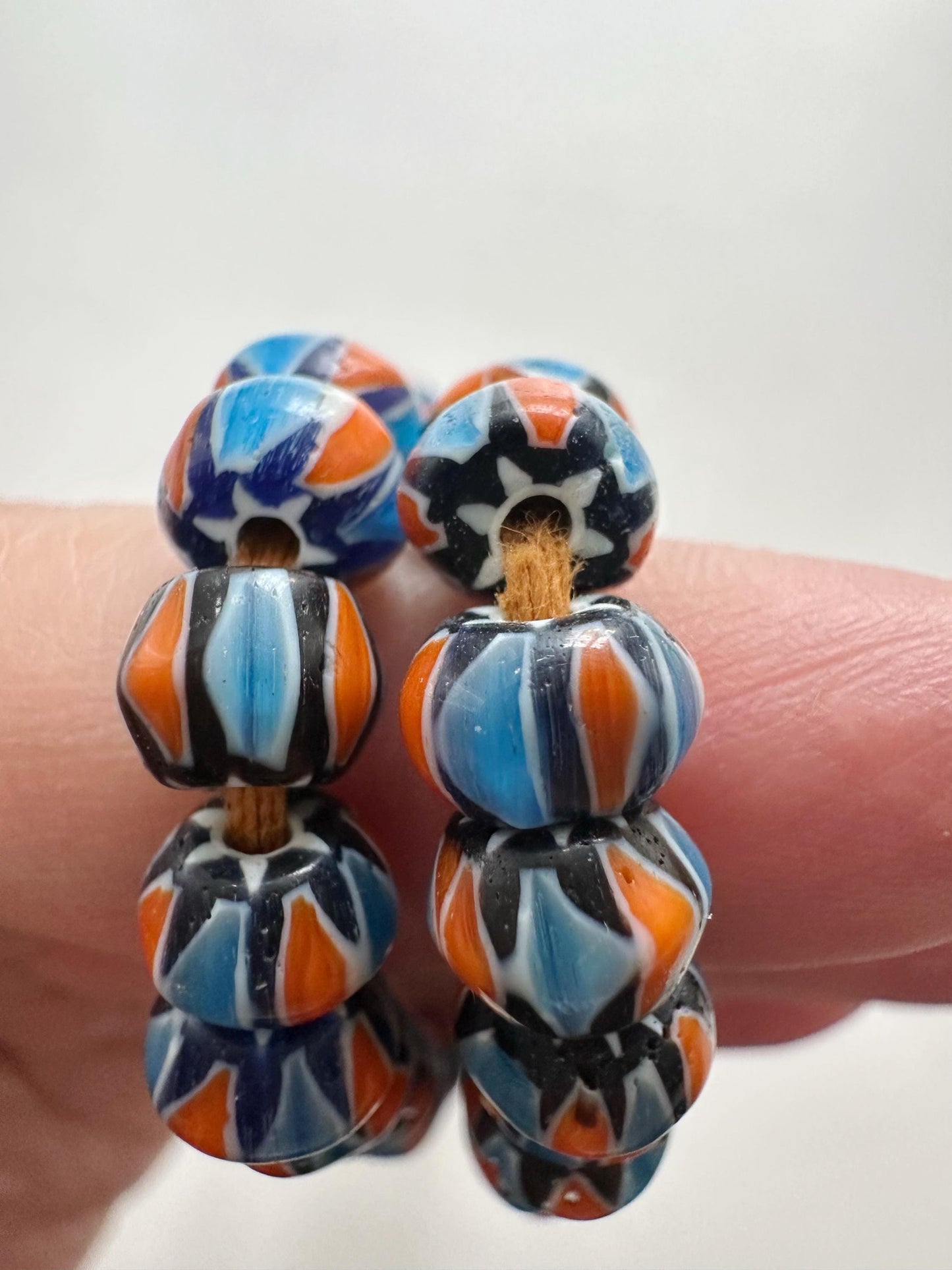 Venetian Inspired Glass Chevron Bead Necklace: Multicolor Nepal Trade Beads