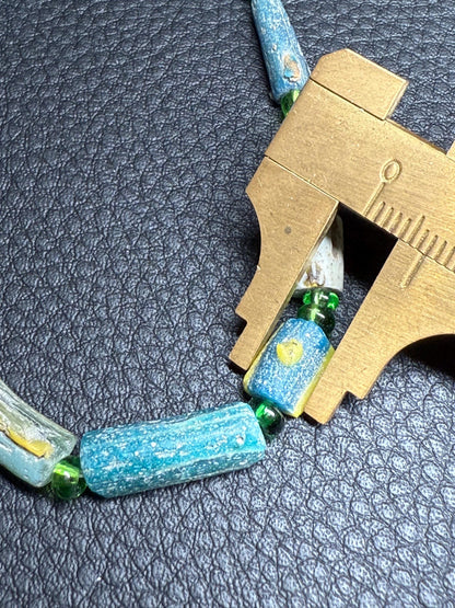Rare Afghani Ancient Roman Green Glass Beads Full Strand Recycled Roman Glass Beads Afghanistan