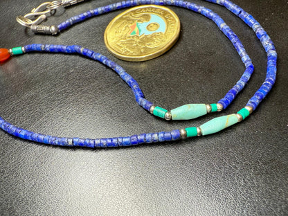 Handmade Lapis Lazuli Pendant Necklace - Bohemian Blue Beaded Design with Afghan Lapis