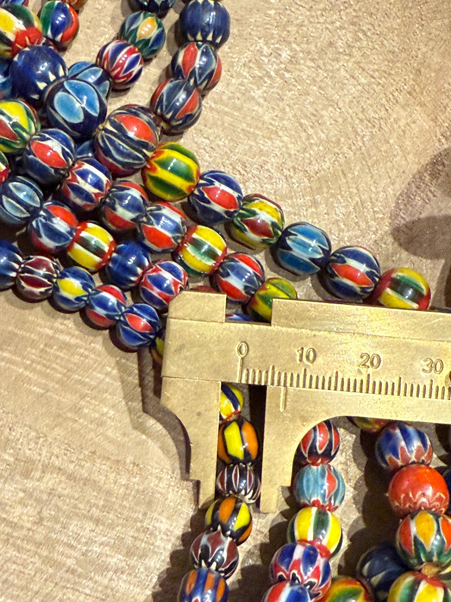 Venetian Inspired Multicolor Chevron Glass Bead Necklace - Nepal Trade Beads