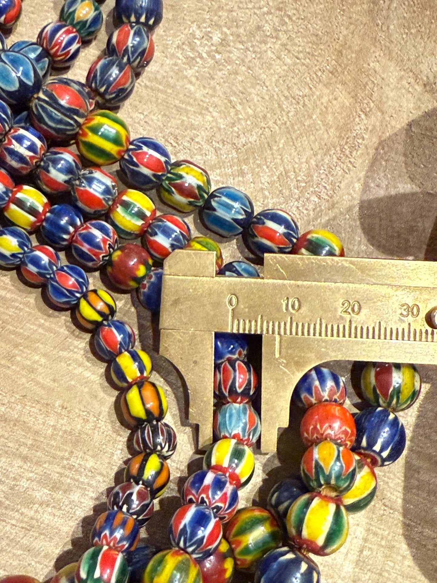 Venetian Inspired Multicolor Chevron Glass Bead Necklace - Nepal Trade Beads