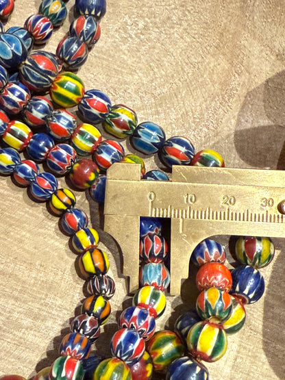 Venetian Inspired Multicolor Chevron Glass Bead Necklace - Nepal Trade Beads