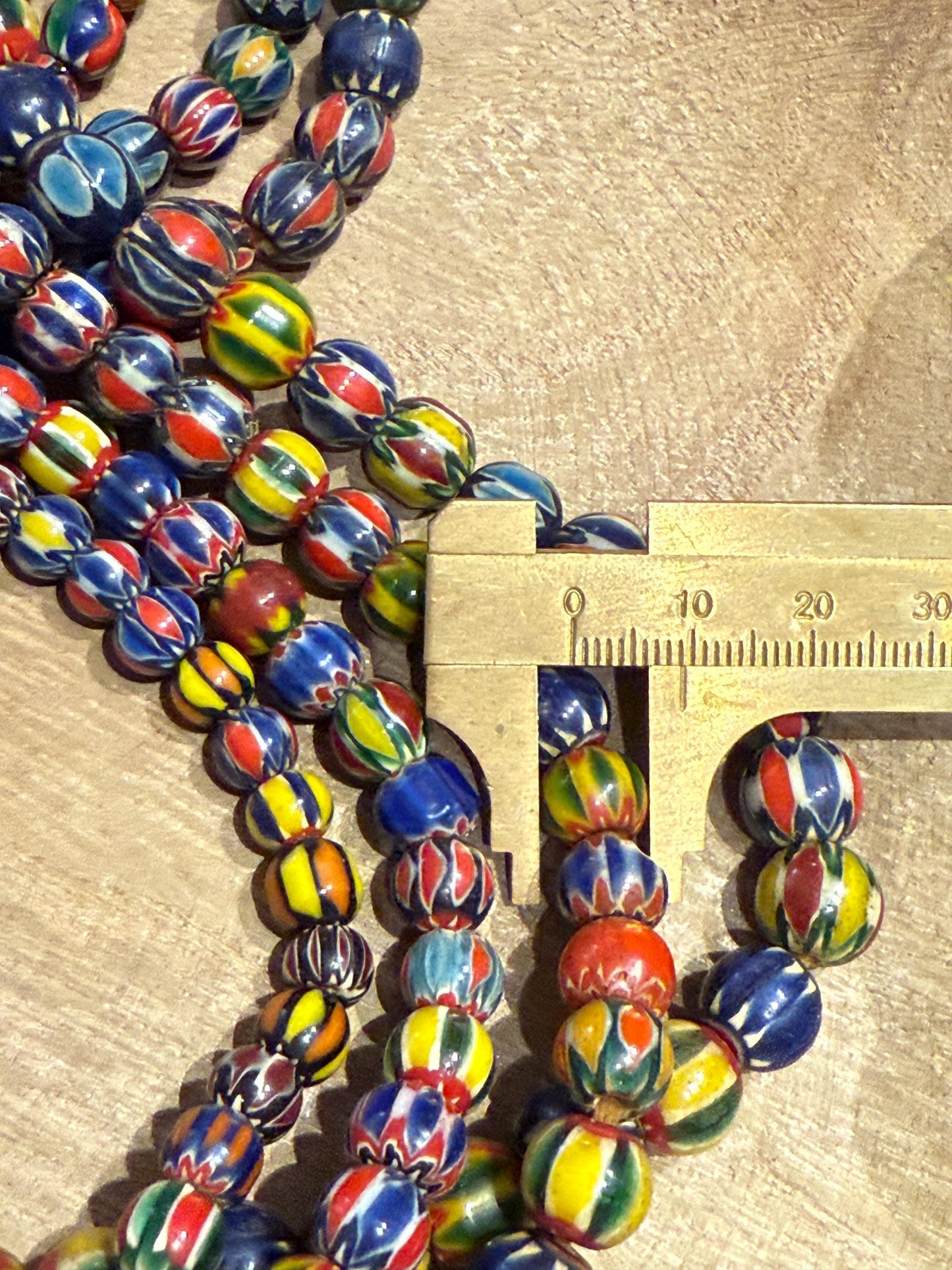 Venetian Inspired Multicolor Chevron Glass Bead Necklace - Nepal Trade Beads