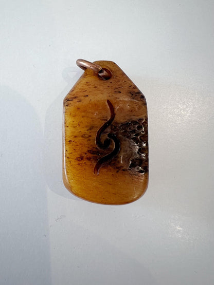 Nepal Tibet Buddhist Carved Unique Symbol Yak Bone Ornament Talisman Pendant