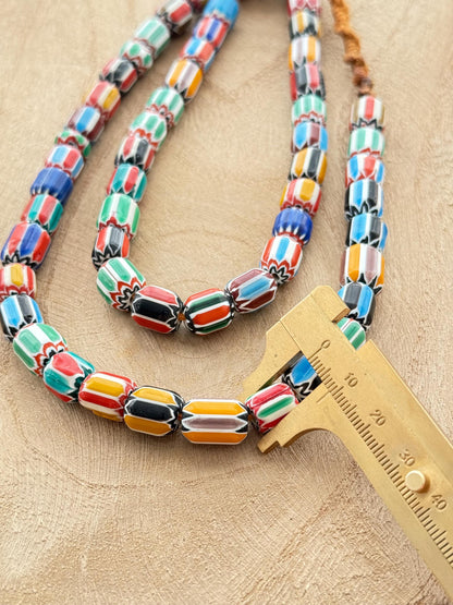 Venetian Glass Chevron Bead Necklace: Multicolor Nepal Trade Beads