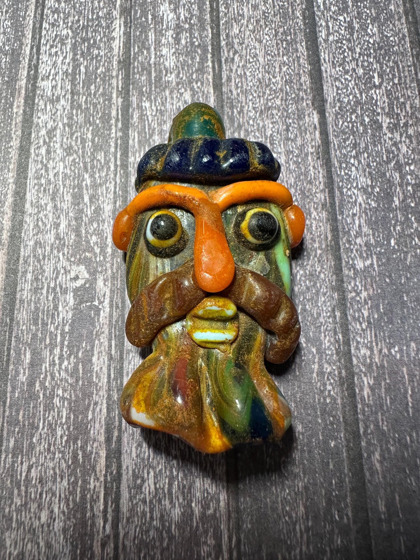 Antique Phoenician Mosaic Glass Face Pendant: Ancient Amulet (38mmx67mm)