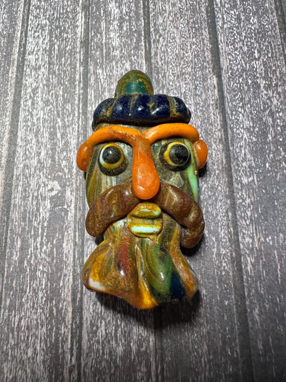 Antique Phoenician Mosaic Glass Face Pendant: Ancient Amulet (38mmx67mm)