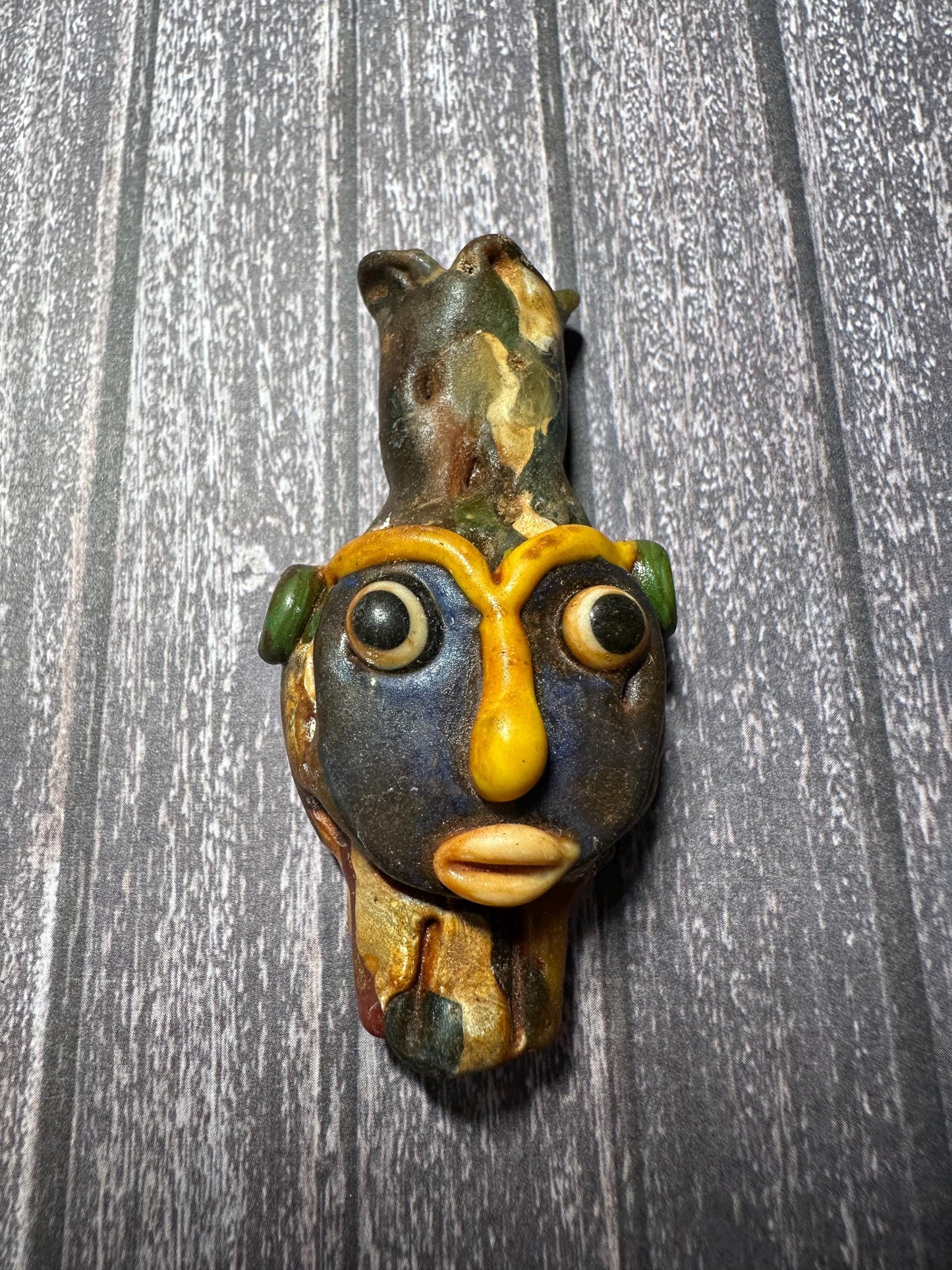 Ancient Phoenician Mosaic Glass Face Amulet Pendant