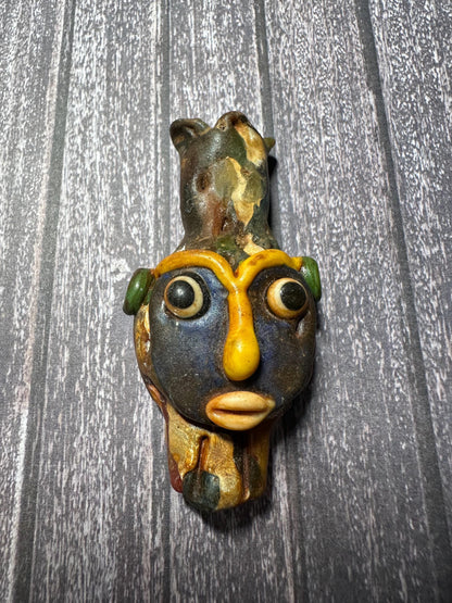 Ancient Phoenician Mosaic Glass Face Amulet Pendant
