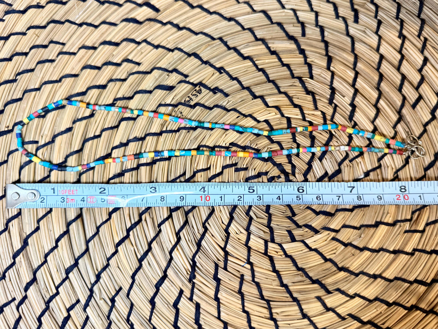 Afghan Natural Stone Beaded Necklace  Multicolored Minimalist Design