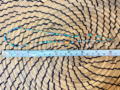 Afghan Natural Stone Beaded Necklace  Multicolored Minimalist Design