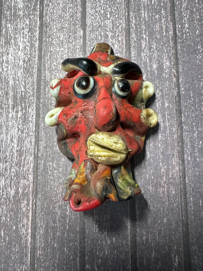 Ancient Style Roman Mosaic Glass Face Amulet Pendant - Phoenician Artifact(P1013)