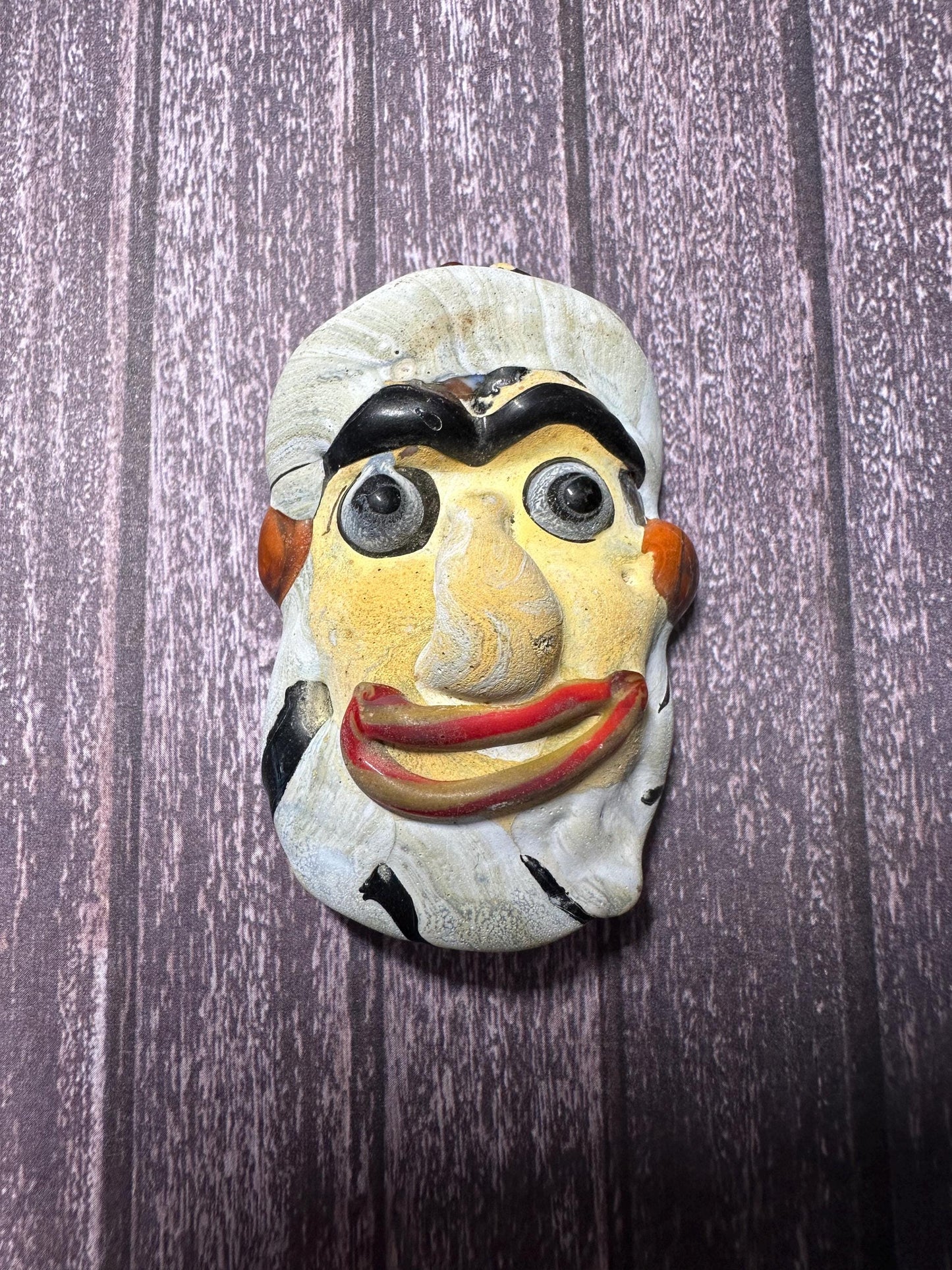 Rare Ancient Phoenician Mosaic Glass Face Amulet Pendant (63mmx41mm)