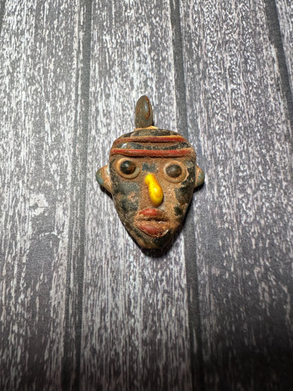 Rare Phoenician Mosaic Glass Face Amulet Pendant (22mmx32mm)