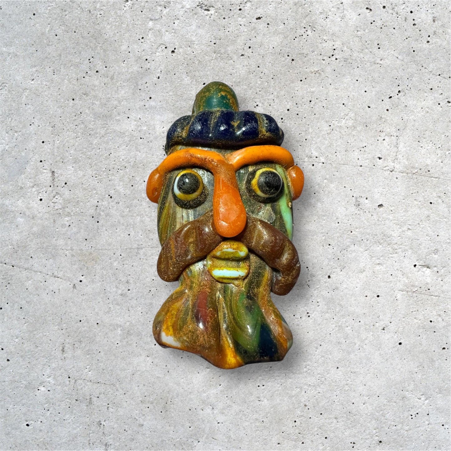 Antique Phoenician Mosaic Glass Face Pendant: Ancient Amulet (38mmx67mm)