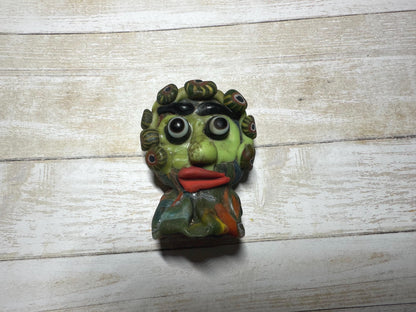 Antique Roman Glass Face Amulet Pendant with Colorful Mosaic Design(P1033)